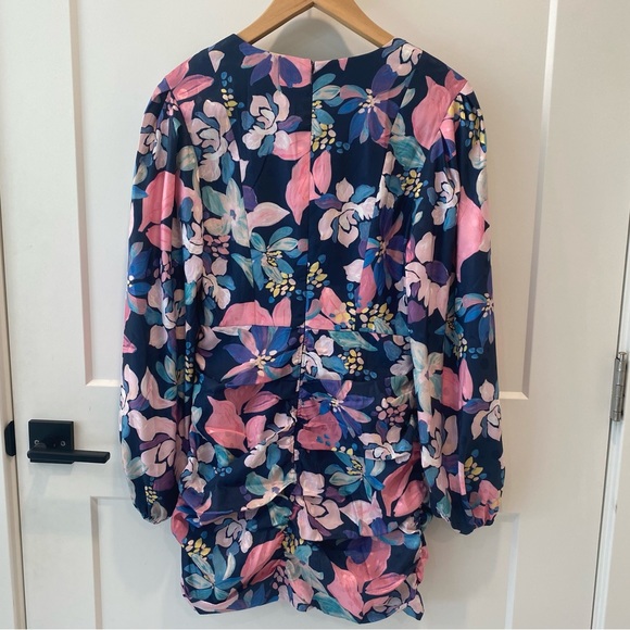 FOR LOVE AND LEMONS Wyatt Floral Ruched Mini Dress Size Medium - Picture 9 of 12